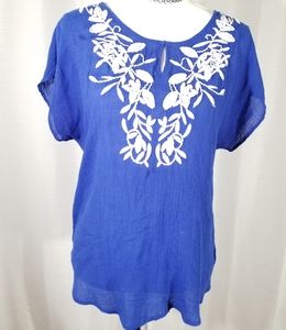 AB Studio royal blue short  sleeves top. Size M